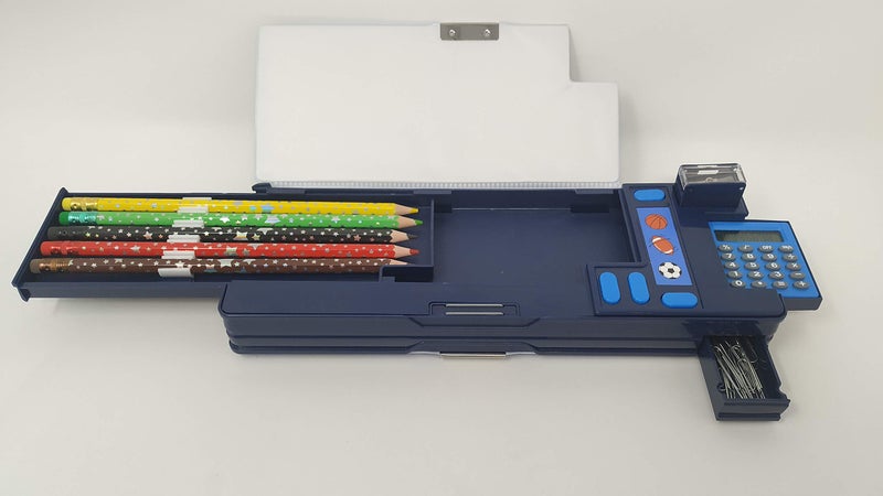 Hot Focus Sport Multifunction Pencil Case,Pencil Box for Boys. 2 Compartments Unique Stationery Set w/Pop Out Calculator and Pencil Sharpener. Best Back to School Gift Set for Kids, Boy & Teen. - Image 2